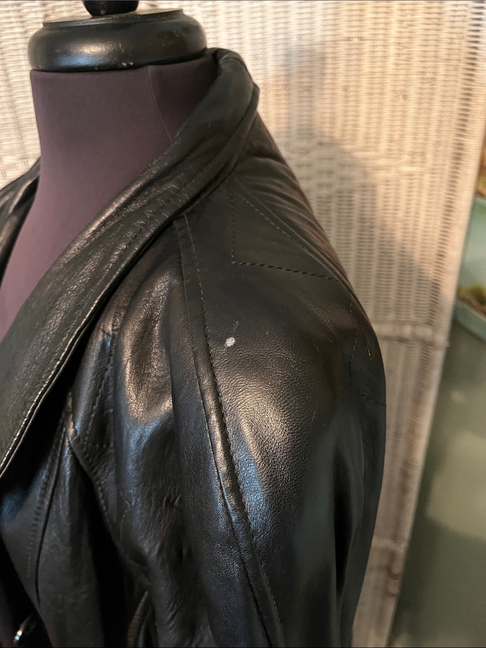 Men's Black Long Leather Trench Coat - Timeless Black Overcoat - Picture 3 of 5